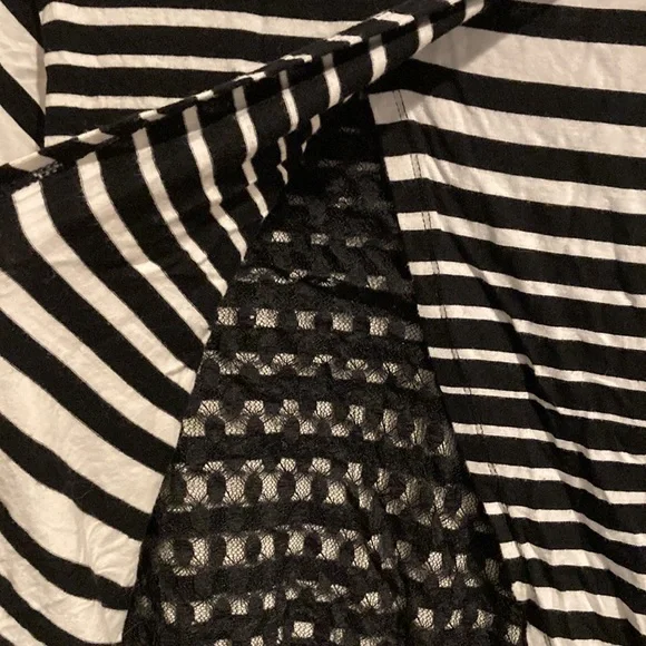 Black/White Striped Shirt with Lace - Picture 9 of 10